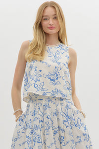 Fresh Start Top - Cream/Blue