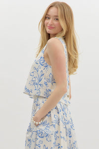 Fresh Start Top - Cream/Blue
