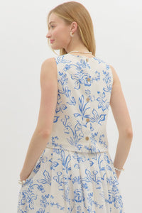 Fresh Start Top - Cream/Blue