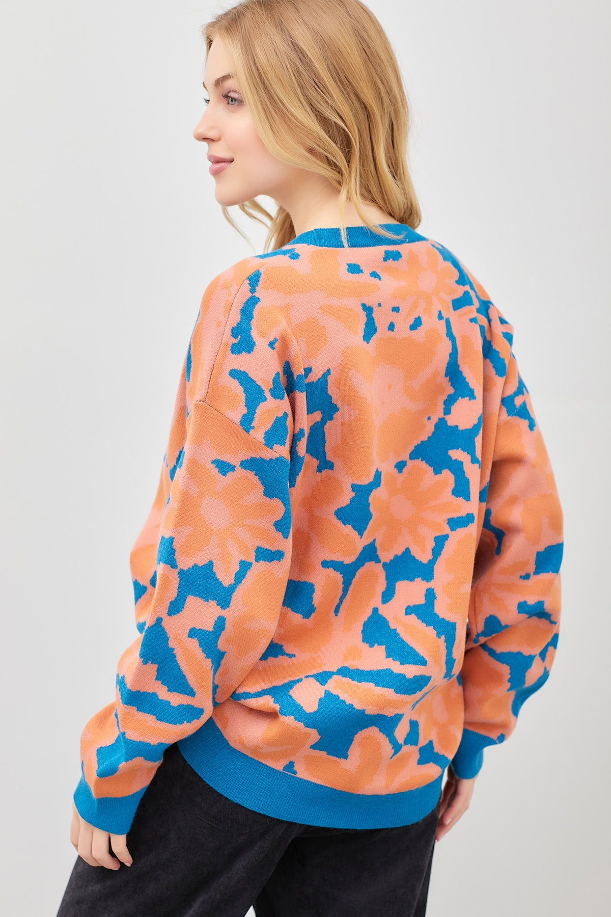 Grand Flower Sweater - Teal