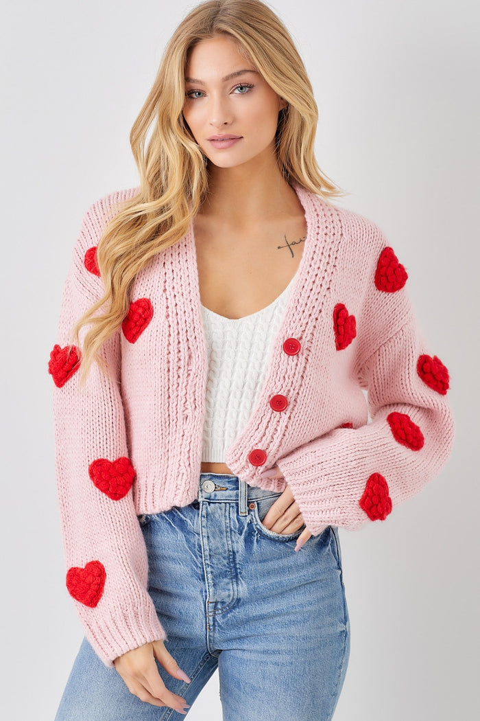 Heart Stopper Cardigan - Pink