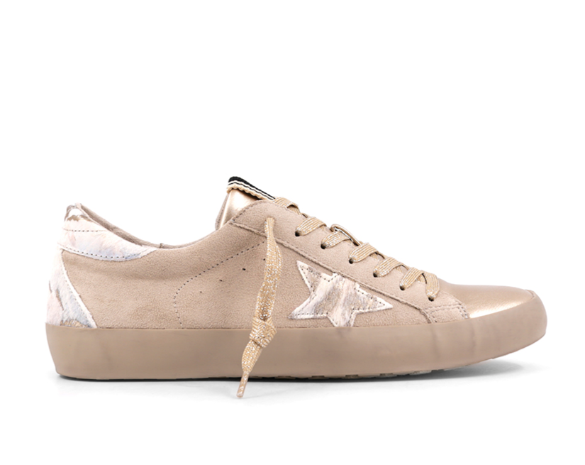 Beige Cowhide Goose Sneakers ((LOW STOCK - Size 7, 8 1/2, & 9))