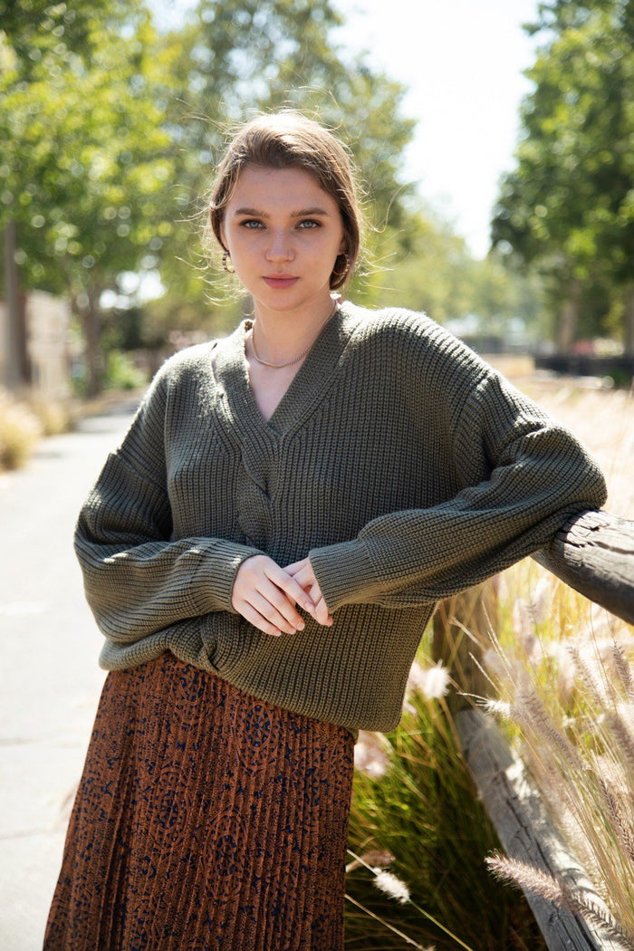 Night By The Fire Sweater - Olive