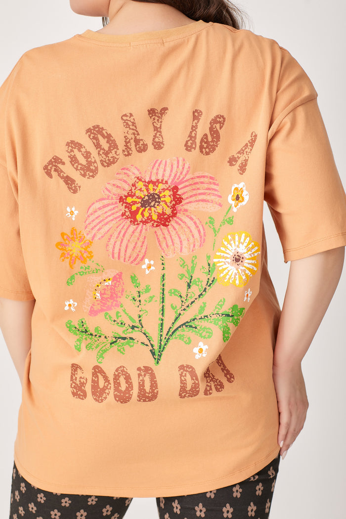 "Today Is A Good Day" Tee - Apricot