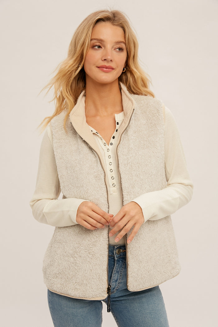 Double Back REVERSIBLE Vest - Cream