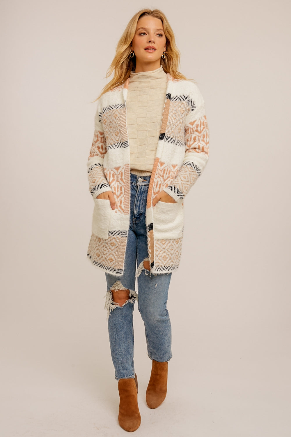 Bird's Eye View Cardigan - White Mix
