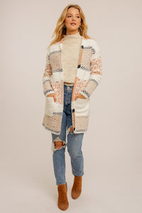 Bird's Eye View Cardigan - White Mix