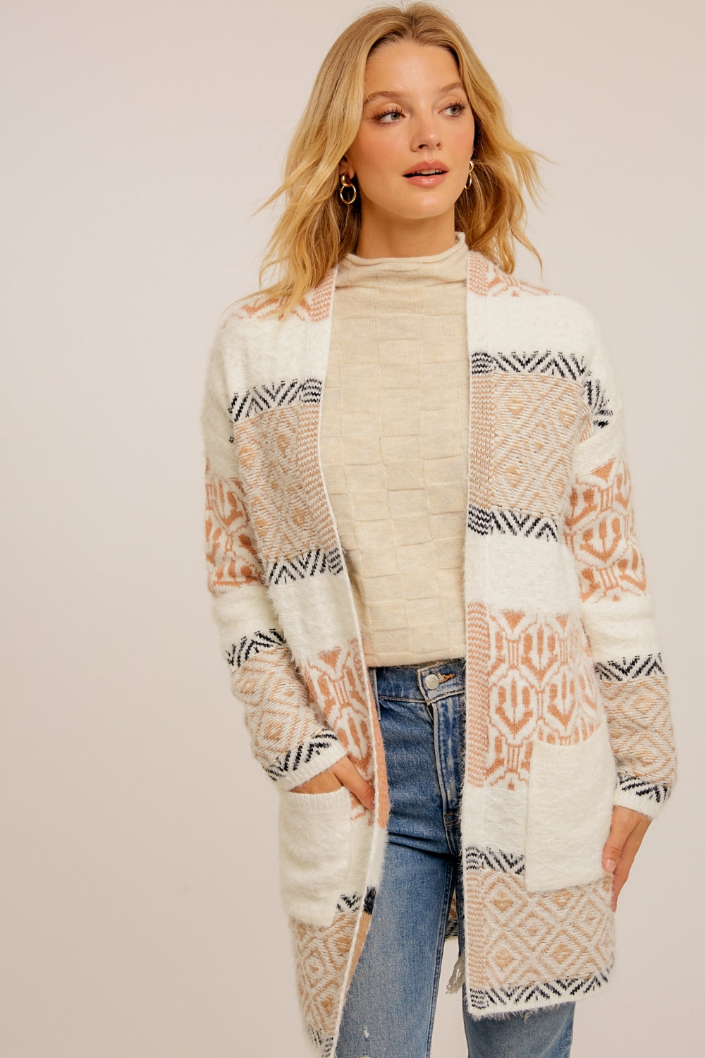 Bird's Eye View Cardigan - White Mix