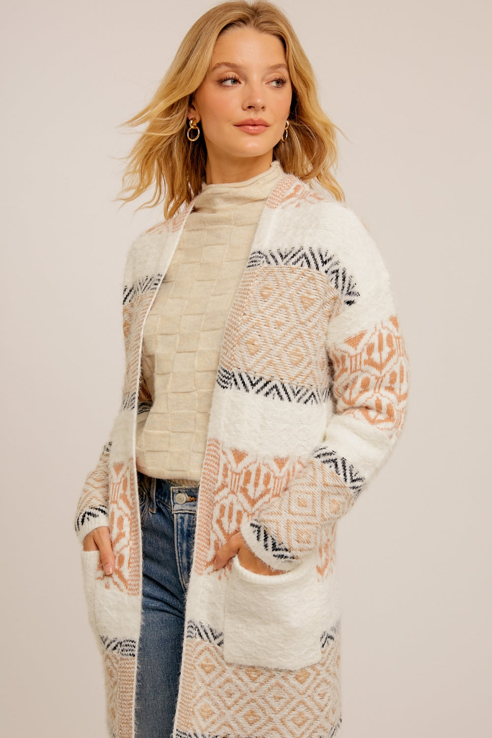 Bird's Eye View Cardigan - White Mix