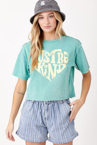 "Just Be Kind" Graphic Tee - Aqua