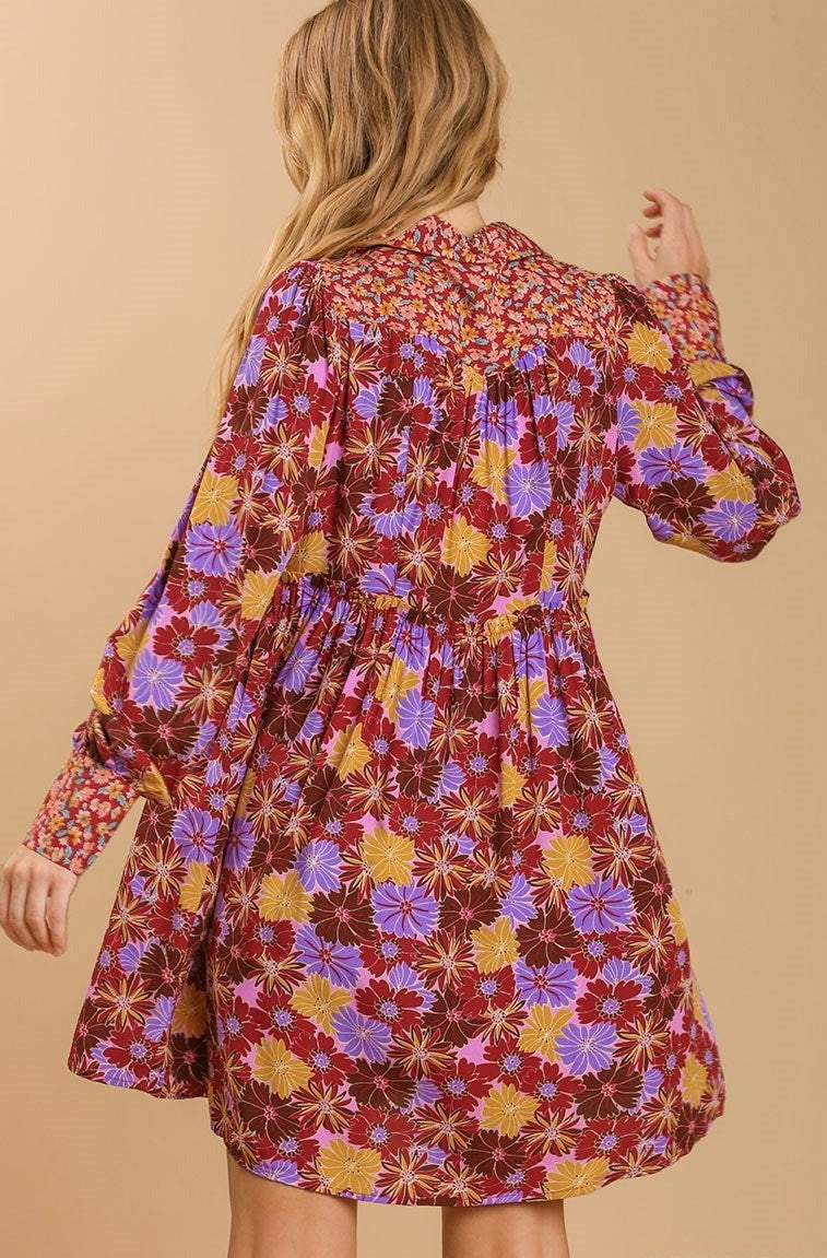 Wild And Free Dress - Burgundy