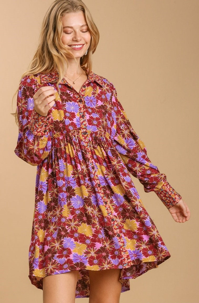 Wild And Free Dress - Burgundy