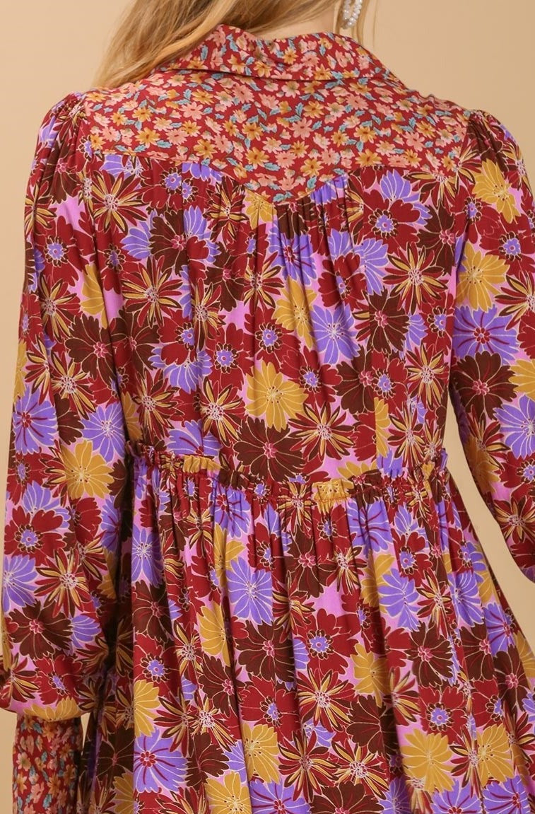 Wild And Free Dress - Burgundy