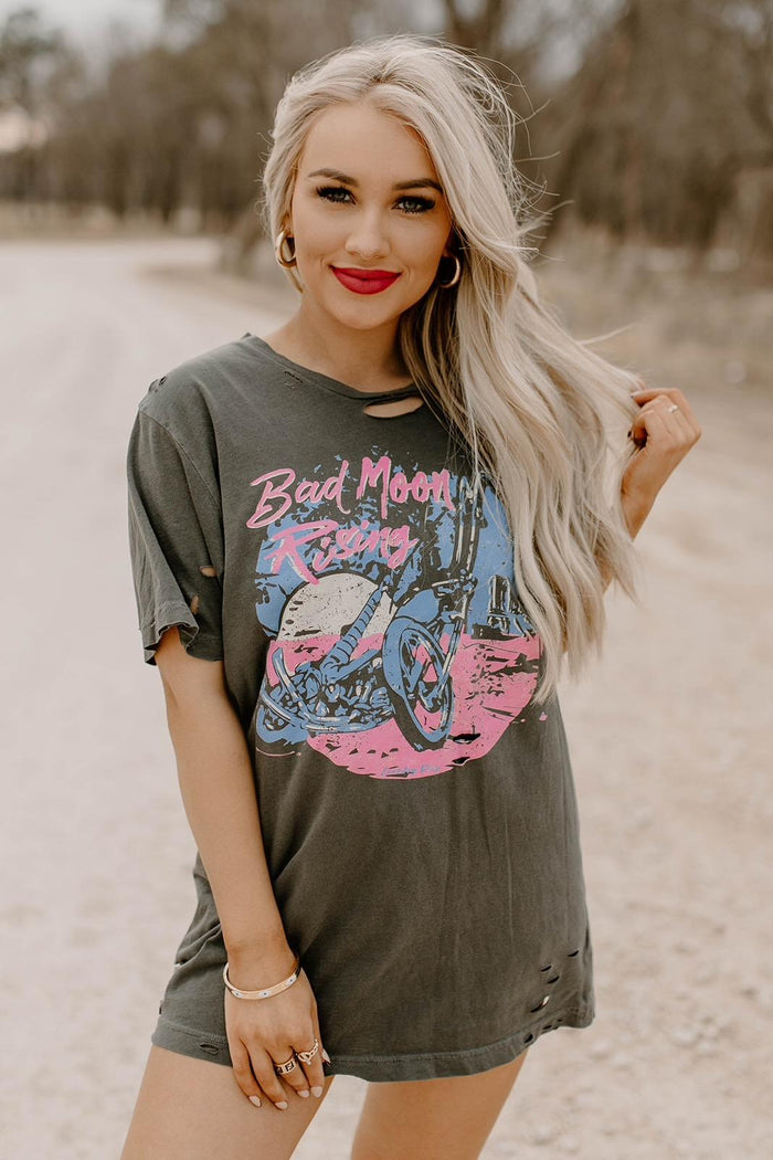 Bad Moon Rising Distressed Tee