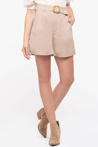 Ellen Beth Linen Shorts - Taupe