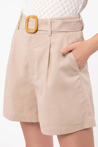 Ellen Beth Linen Shorts - Taupe