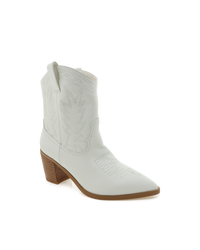 Nayli White Western Ankle Boots