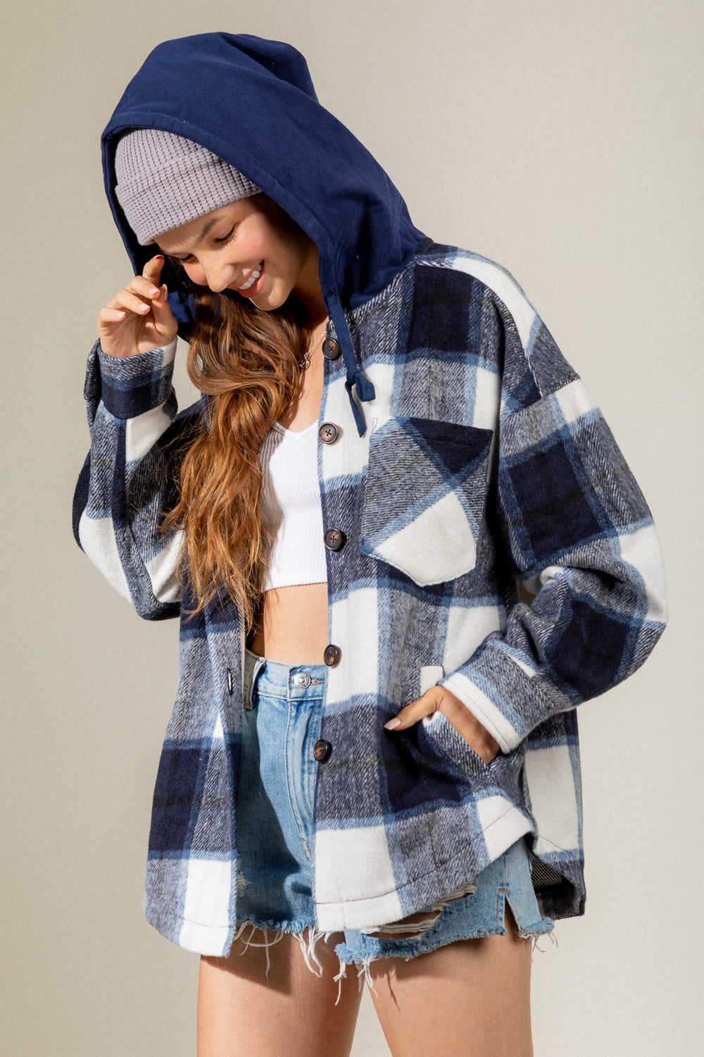 Bonfire Heart Shacket - Navy Mix
