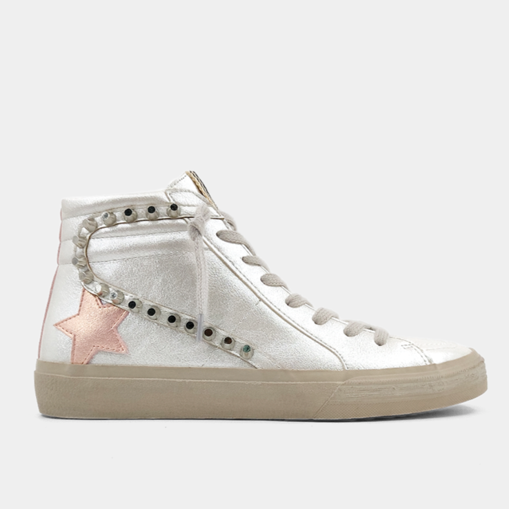 Silver Pearl Goose High Tops