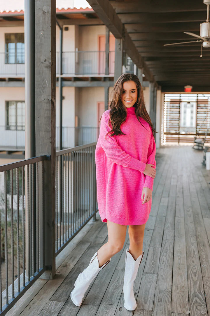 Pink rose top sweater dress
