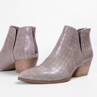 Yuri Booties - Taupe Crocco