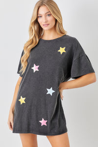 Shining Star T-Shirt Dress - Black