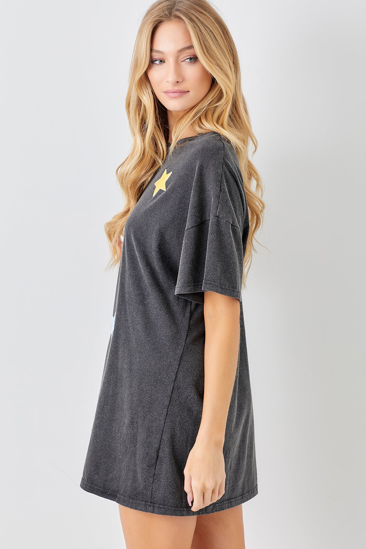Shining Star T-Shirt Dress - Black