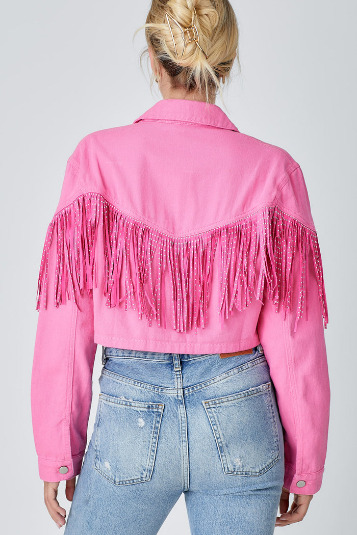 Stockyard Fringe Jacket - Fuchsia