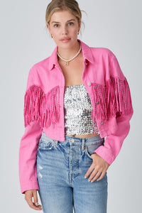 Stockyard Fringe Jacket - Fuchsia