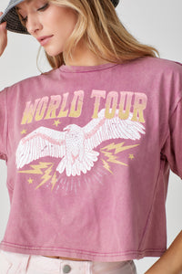 "World Tour" Cropped Tee - Orchid