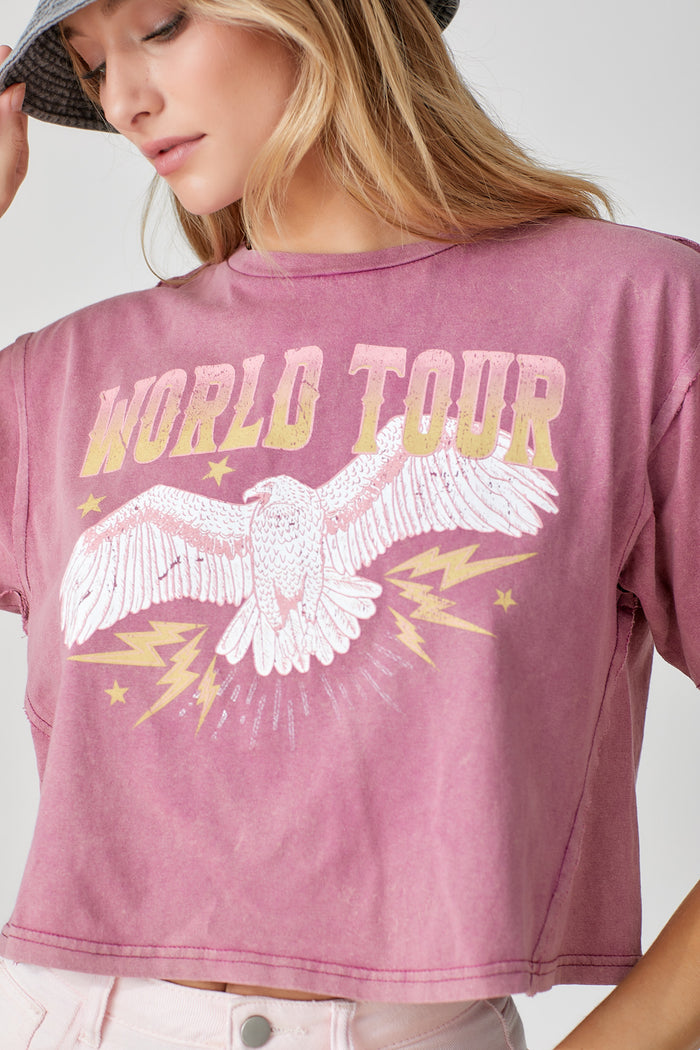 "World Tour" Cropped Tee - Orchid