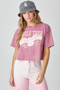 "World Tour" Cropped Tee - Orchid