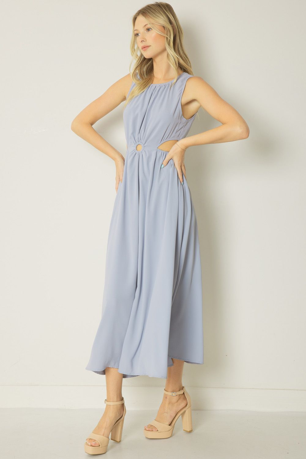 Missing Piece Dress - Dusty Blue