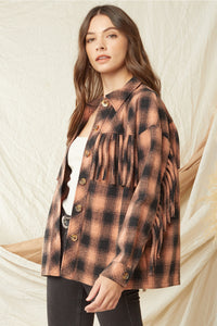 Making A Statement Shacket - Terracotta