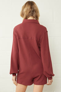 Too Close For Comfort Romper - Marsala