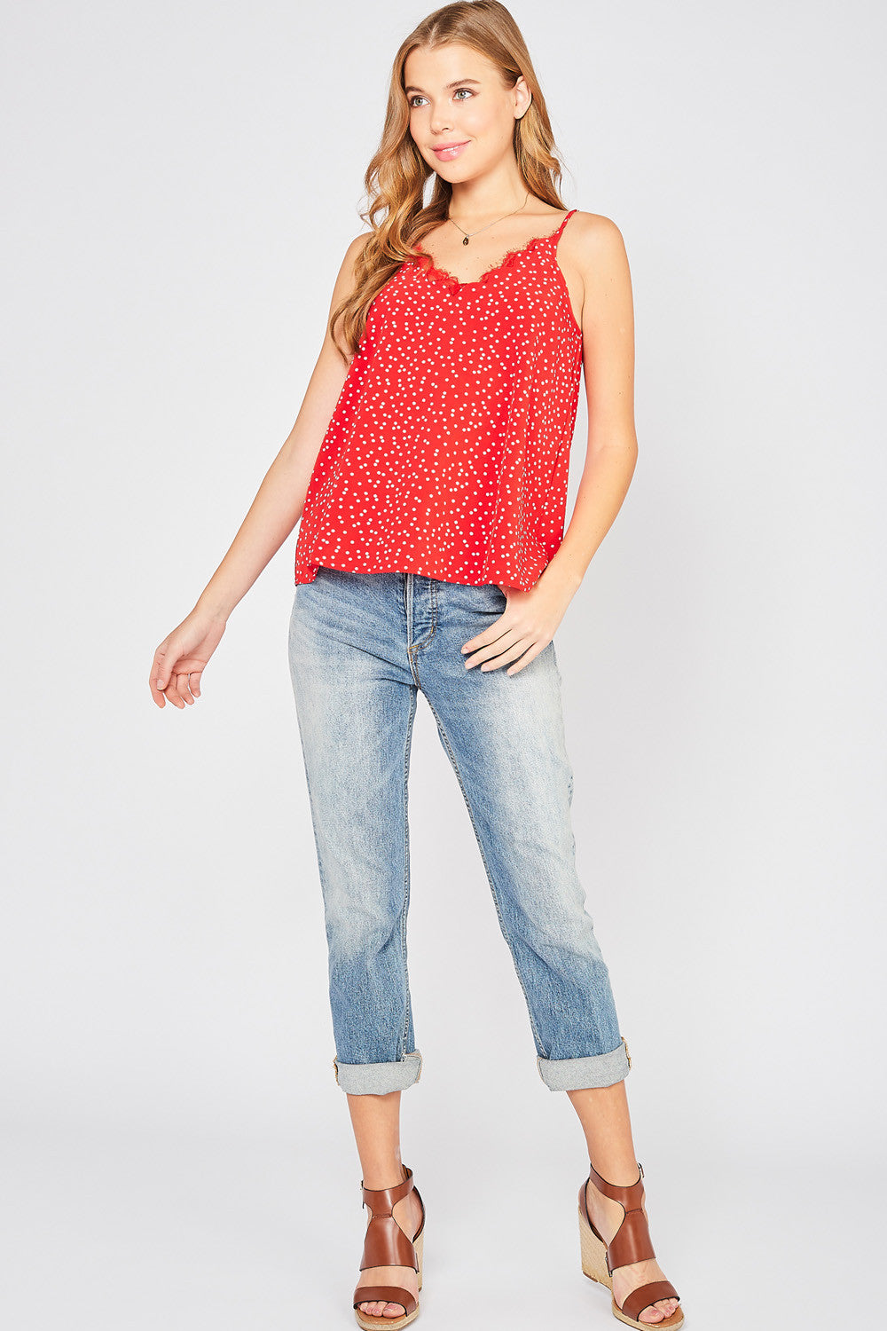 Red polka dot tank on sale
