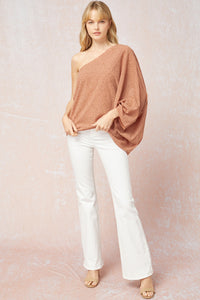 One For Me Shoulder Top - Salmon Print