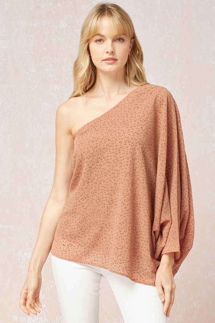 One For Me Shoulder Top - Salmon Print