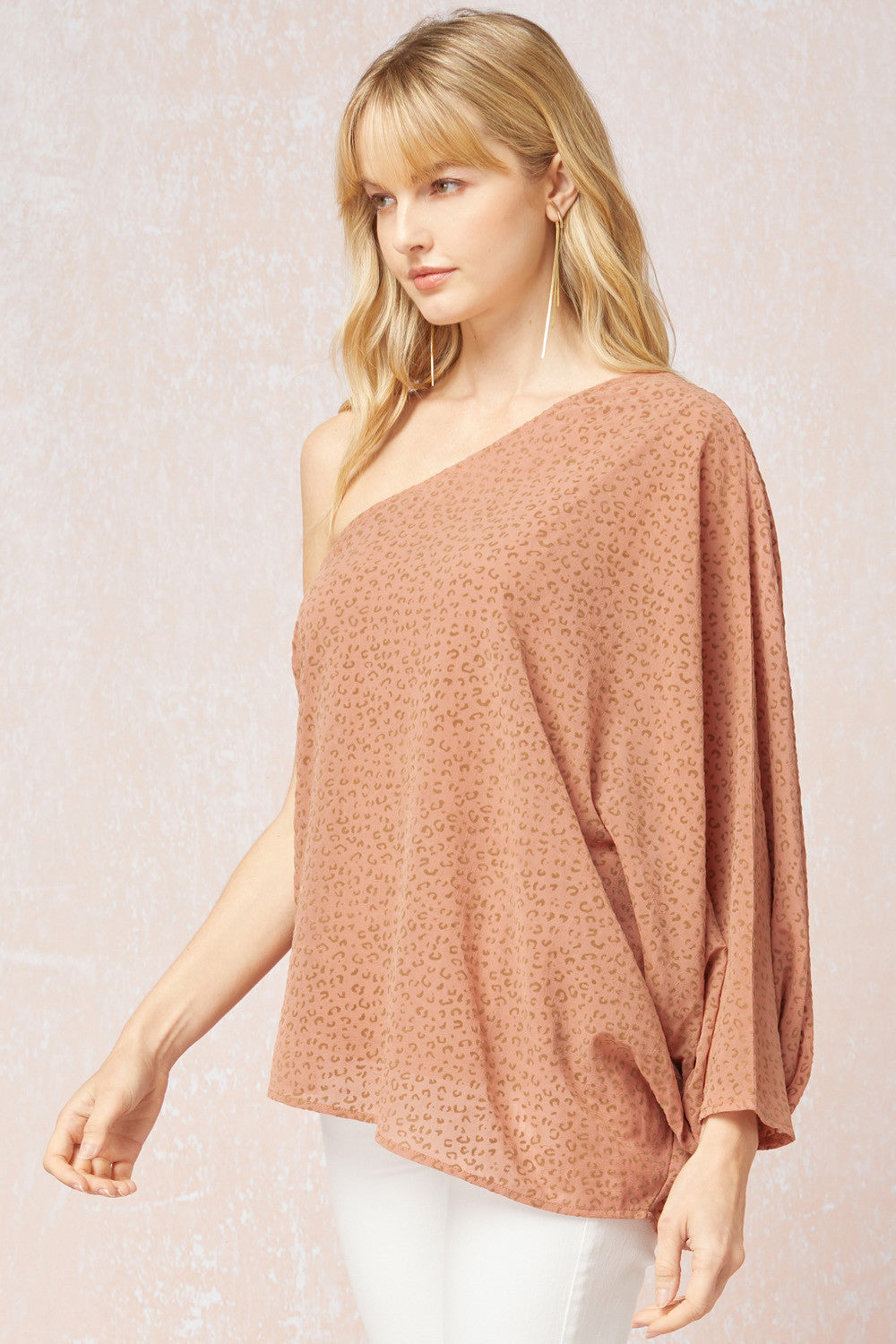 One For Me Shoulder Top - Salmon Print