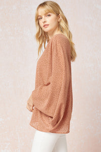 One For Me Shoulder Top - Salmon Print