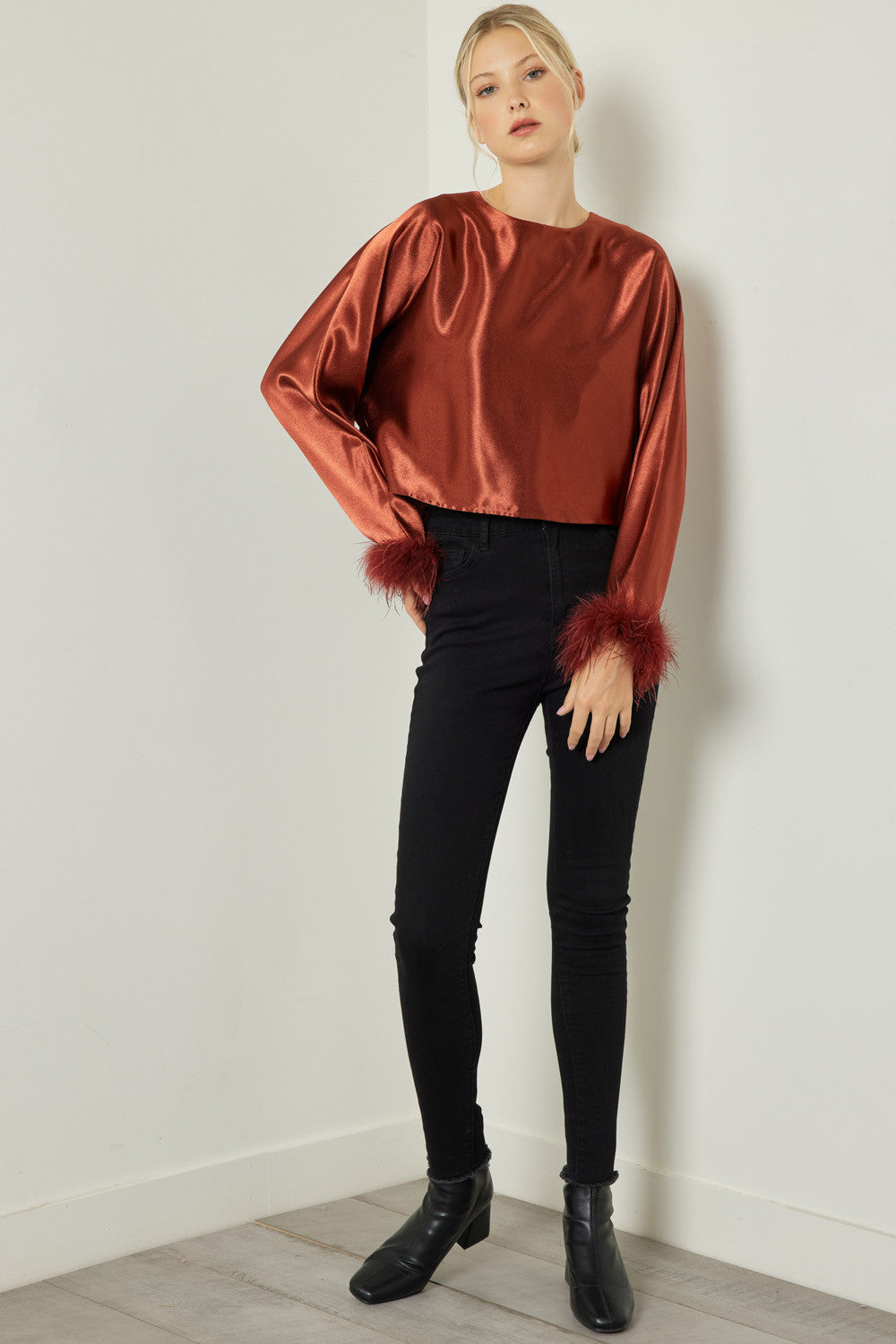 Ruffle Your Feathers Top - Brown