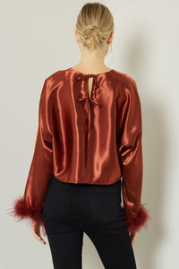 Ruffle Your Feathers Top - Brown