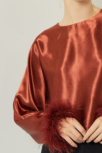 Ruffle Your Feathers Top - Brown