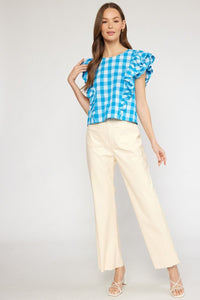 Cute As A Button Top - Aqua