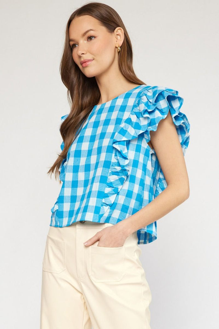 Cute As A Button Top - Aqua