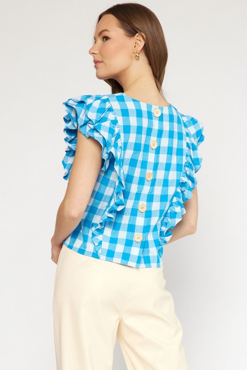 Cute As A Button Top - Aqua