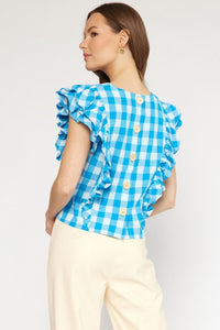 Cute As A Button Top - Aqua