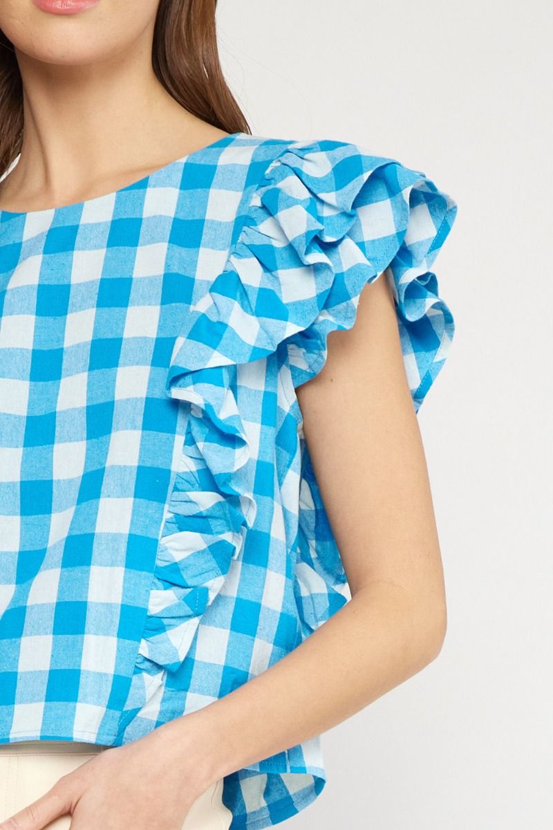 Cute As A Button Top - Aqua