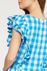 Cute As A Button Top - Aqua