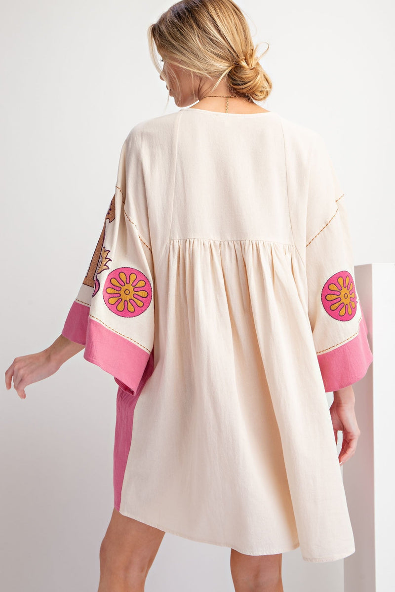 Soul Flower Dress - Ivory/Pink